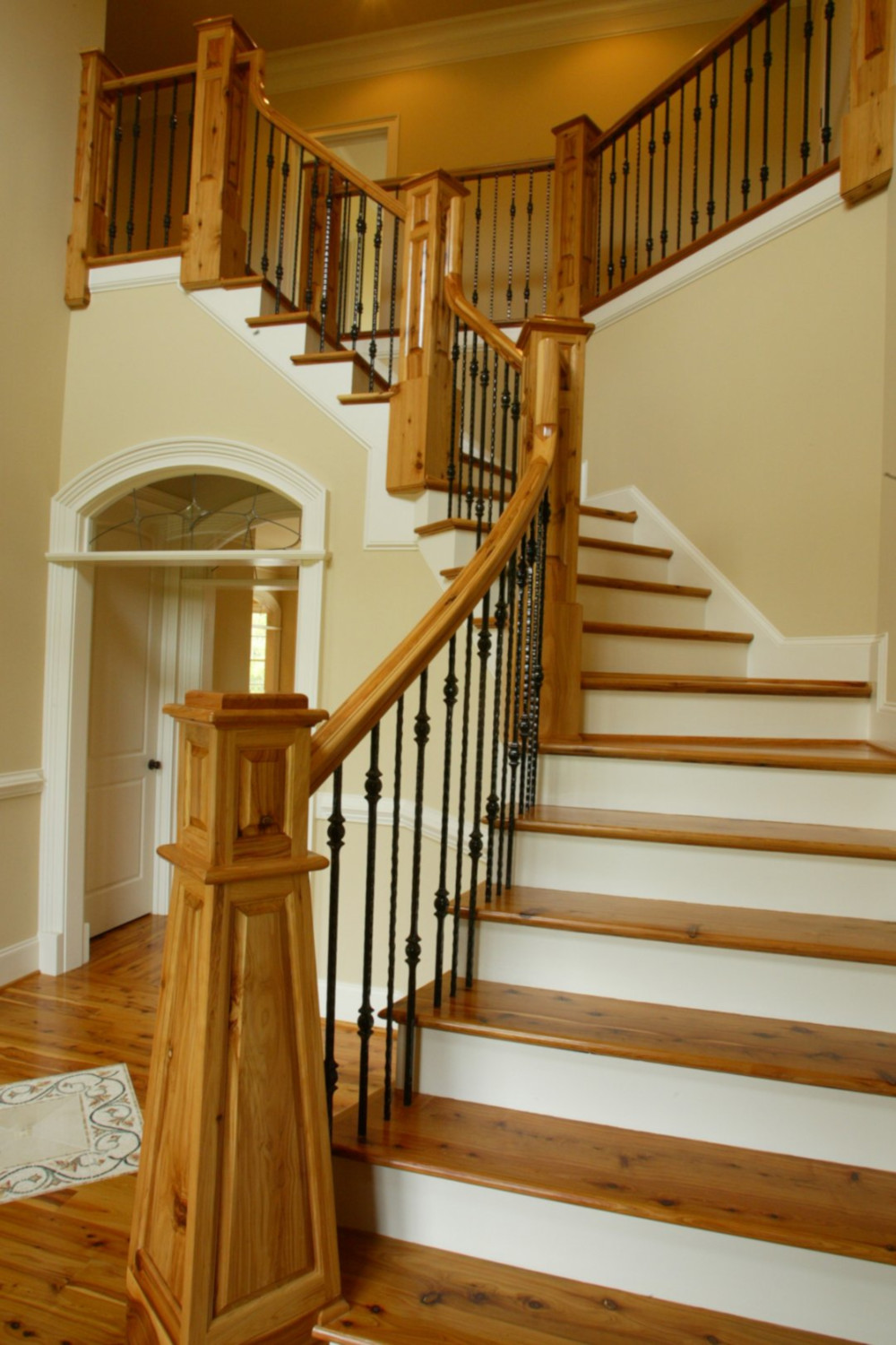 Curved wooden stairs